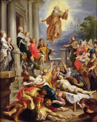 ظهور القديس فرنسيس باولا قبل المرض (زيت على النحاس) بواسطة أبراهام فان ديبينبيك